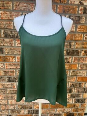 Collective Concepts Green Spaghetti Strappy leather back Tank Medium Petite